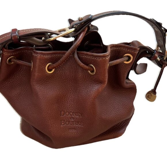 Vintage Dooney & Bourke Dark Brown Leather Drawstring Shoulder Bag Purse - Picture 16 of 16